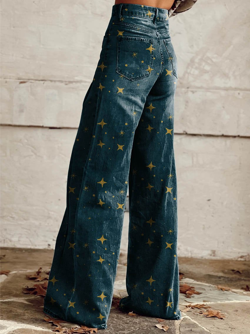 Pantalones Tiro Ancho Estrellas
