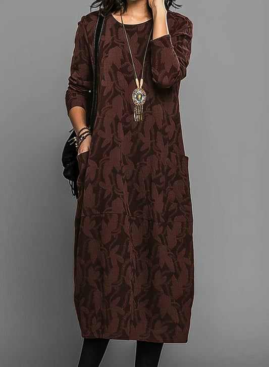 Sandra | Vestido informal de invierno con cuello redondo
