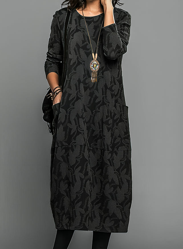 Sandra | Vestido informal de invierno con cuello redondo