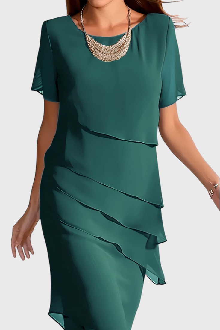 Anastasia | Vestido de Chiffon y Algodón con Flecos
