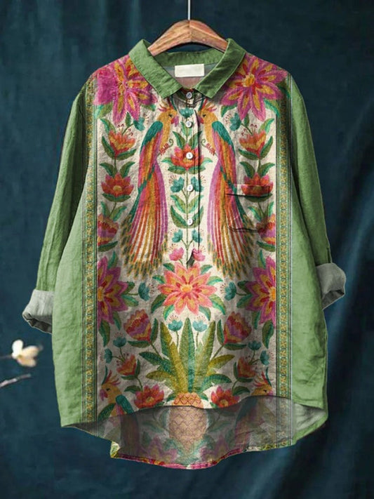 Victoria | Camisa de lino estampado