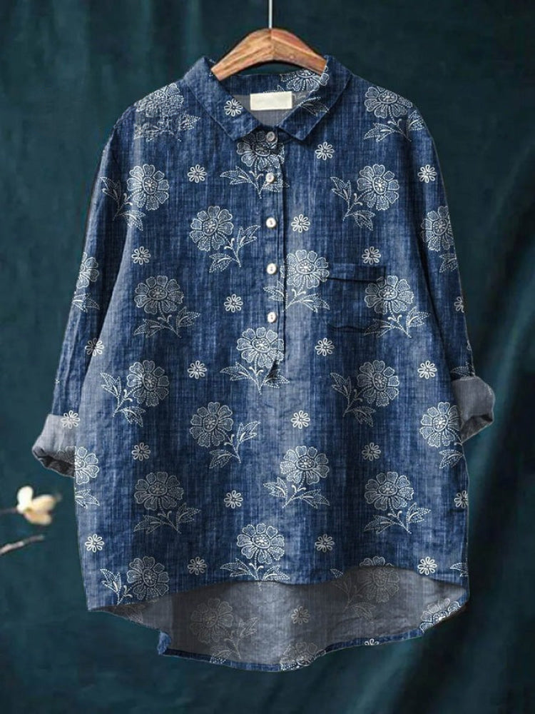 Victoria | Camisa de lino estampado