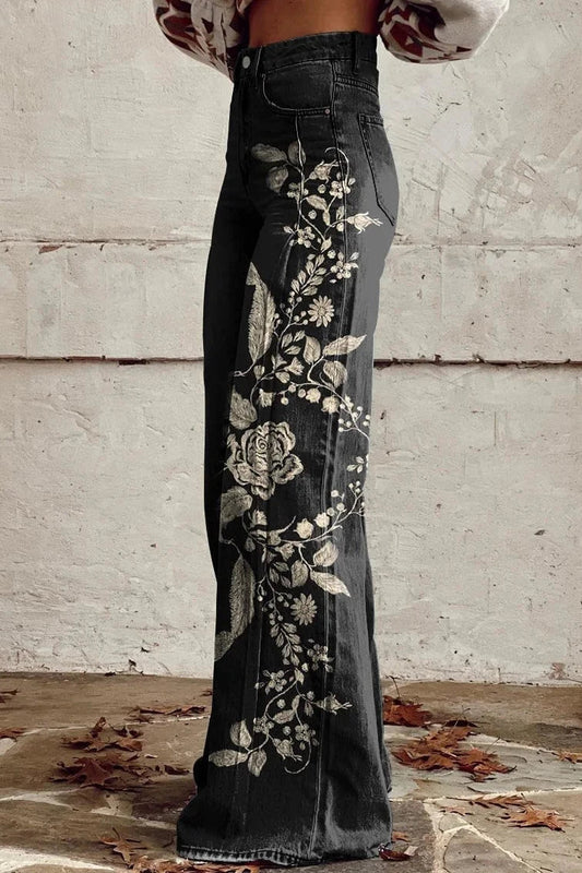 Pantalones Tiro Ancho Estampado