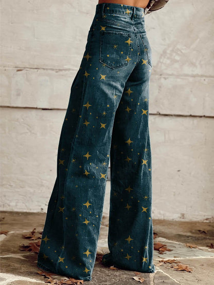Pantalones Tiro Ancho Estrellas