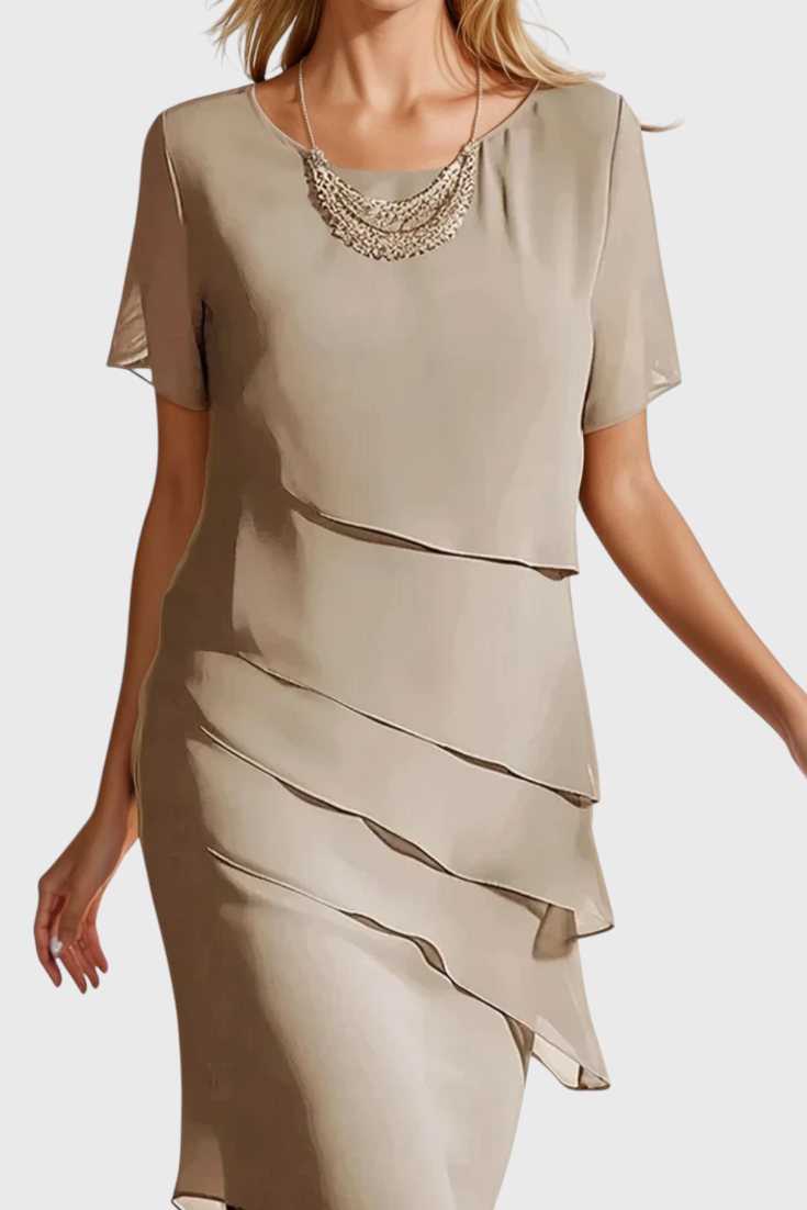 Anastasia | Vestido de Chiffon y Algodón con Flecos