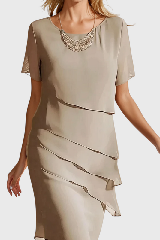 Anastasia | Vestido de Chiffon y Algodón con Flecos