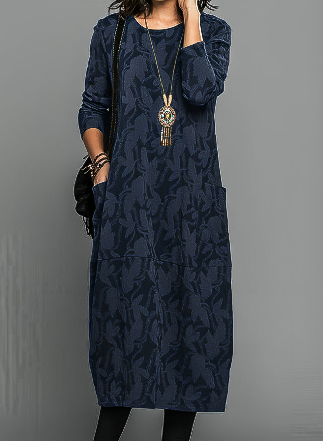 Sandra | Vestido informal de invierno con cuello redondo