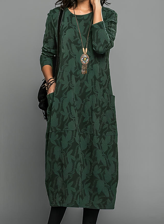 Sandra | Vestido informal de invierno con cuello redondo