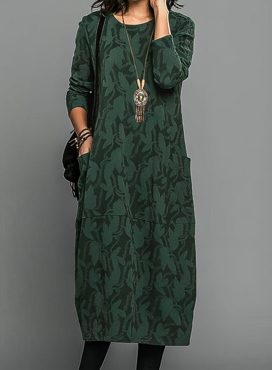 Sandra | Vestido informal de invierno con cuello redondo