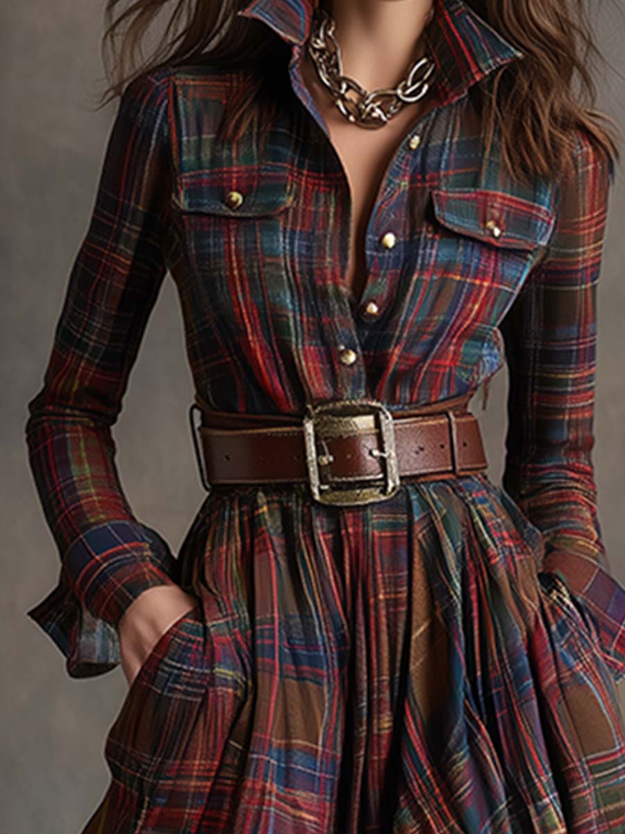 Giulietta | Vestido camisero a cuadros con cinturón