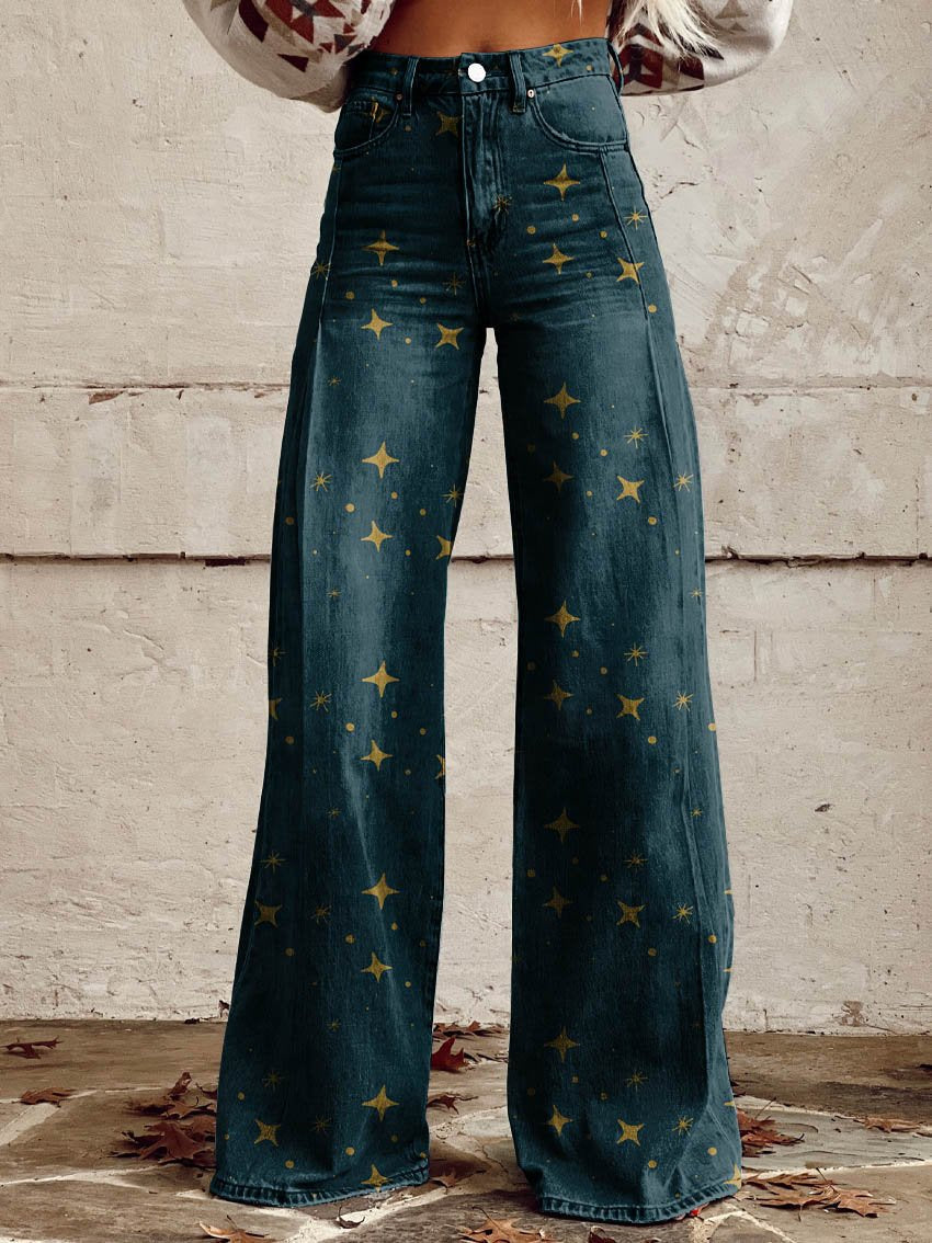 Pantalones Tiro Ancho Estrellas