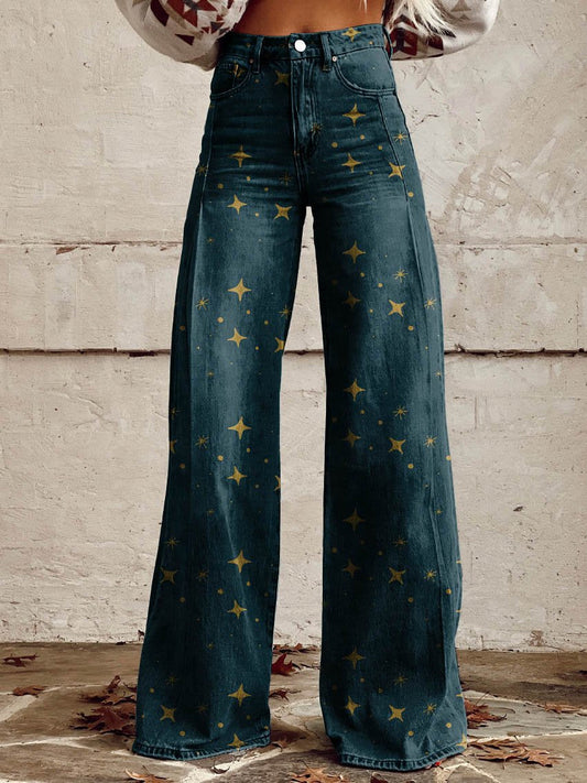 Pantalones Tiro Ancho Estrellas
