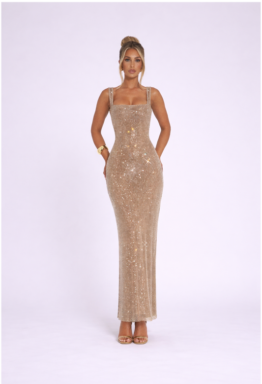 Patricia | Vestido Dorado Lentejuelas