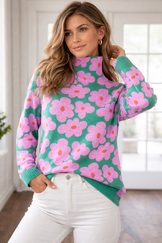 Mireya | Jersey de cuello alto con flores