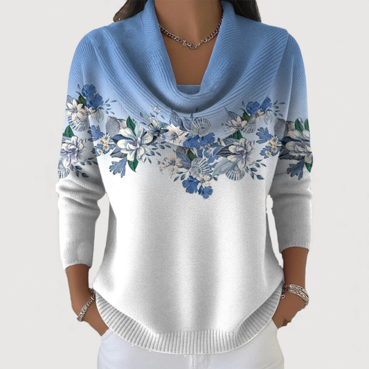 Marta | Jersey floral con cuello suave