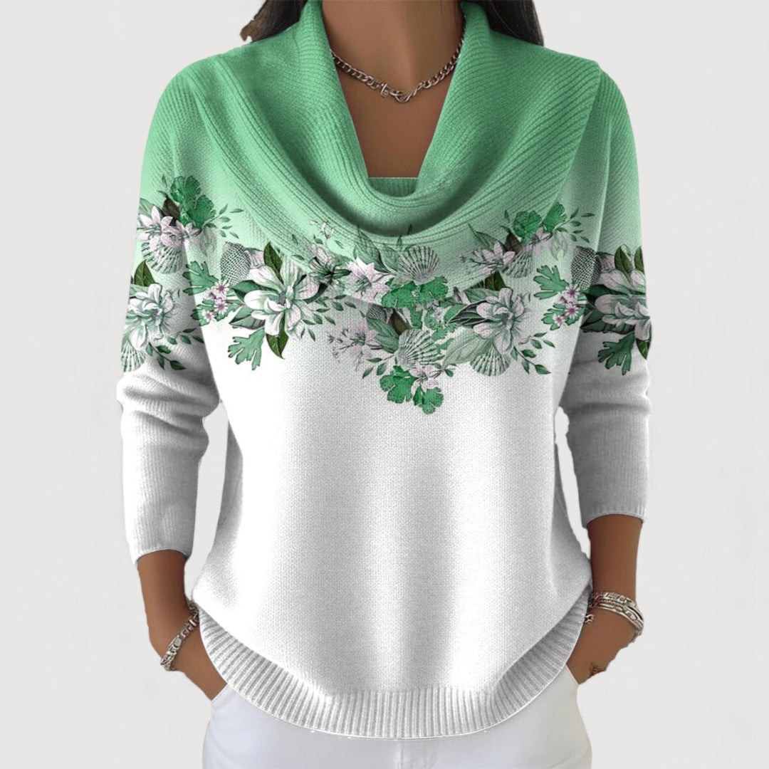 Marta | Jersey floral con cuello suave