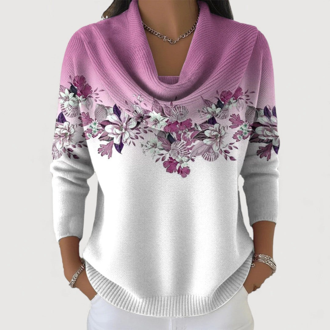 Marta | Jersey floral con cuello suave