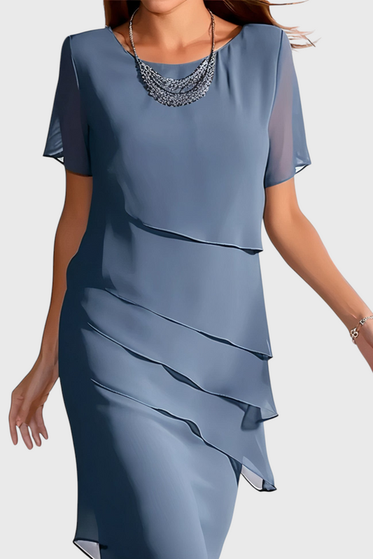 Anastasia | Vestido de Chiffon y Algodón con Flecos