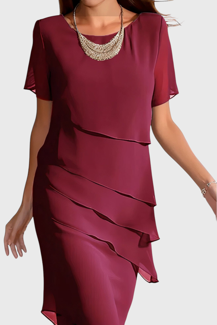 Anastasia | Vestido de Chiffon y Algodón con Flecos