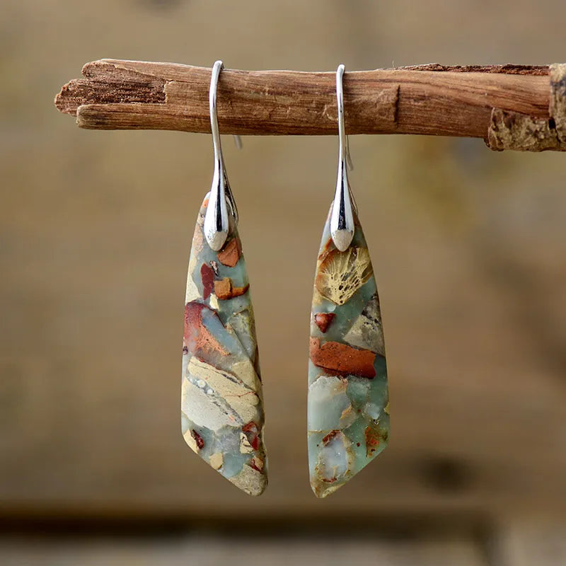 Pendientes de piedra natural de estilo vintage