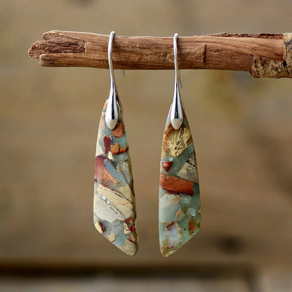 Pendientes de piedra natural de estilo vintage