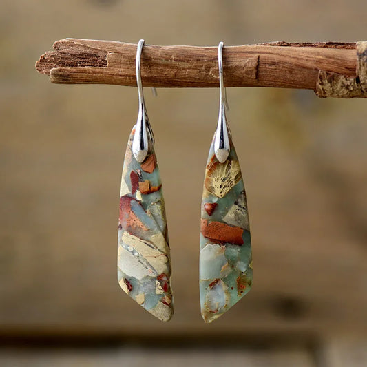 Pendientes de piedra natural de estilo vintage