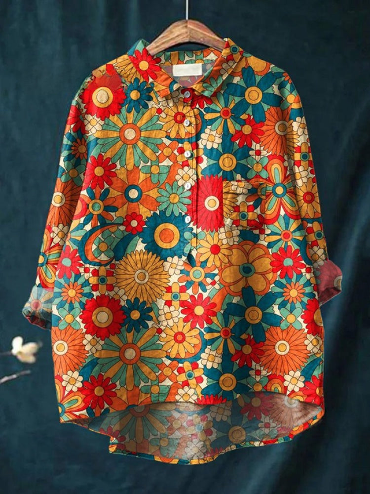 Victoria | Camisa de lino estampado