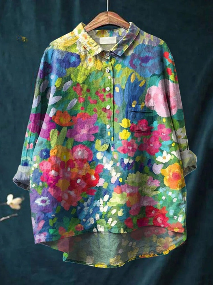 Victoria | Camisa de lino estampado