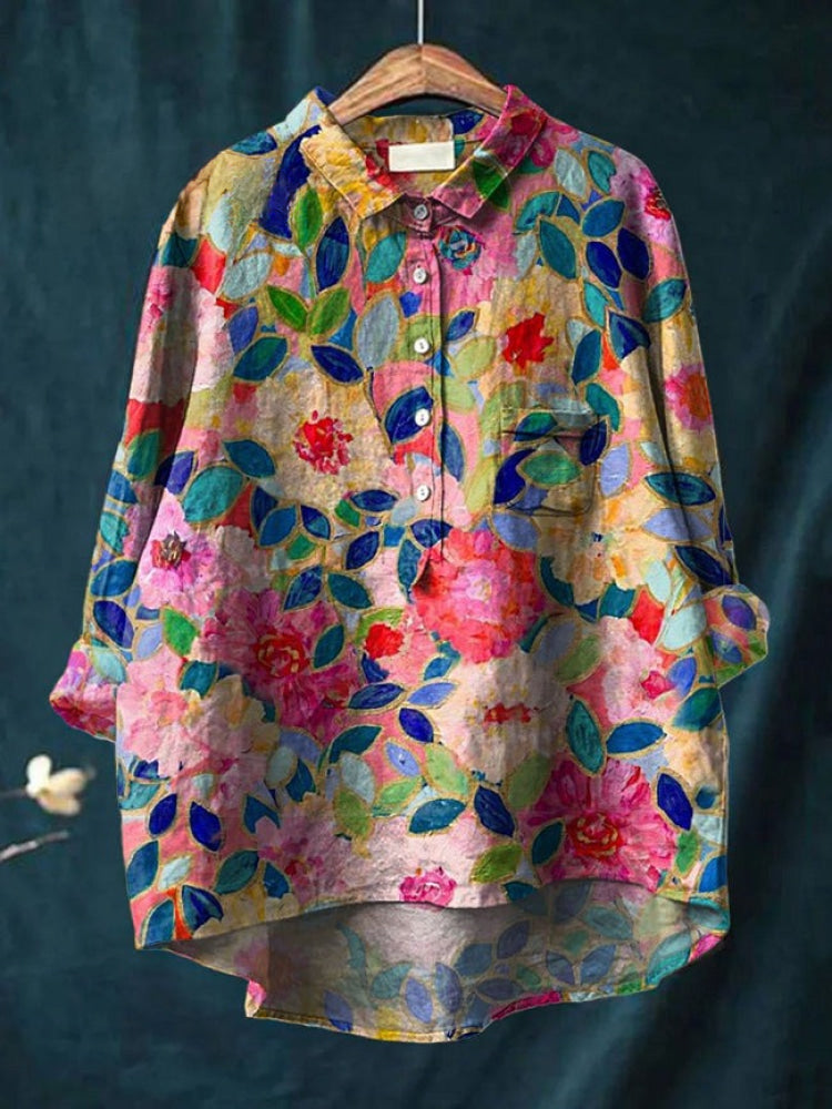 Victoria | Camisa de lino estampado