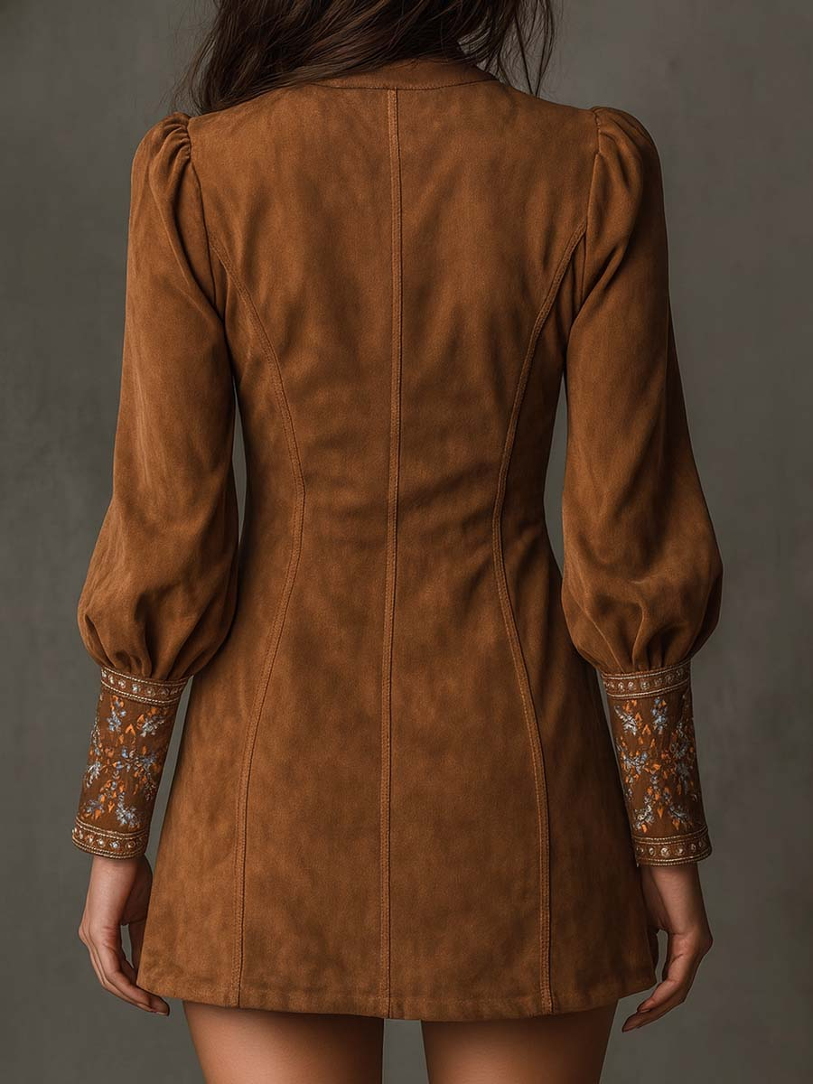 Jessica | Vestido de ante bordado