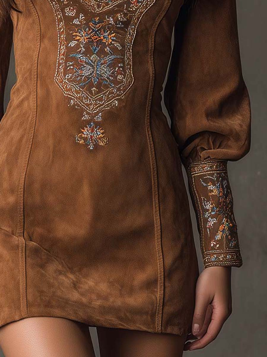 Jessica | Vestido de ante bordado