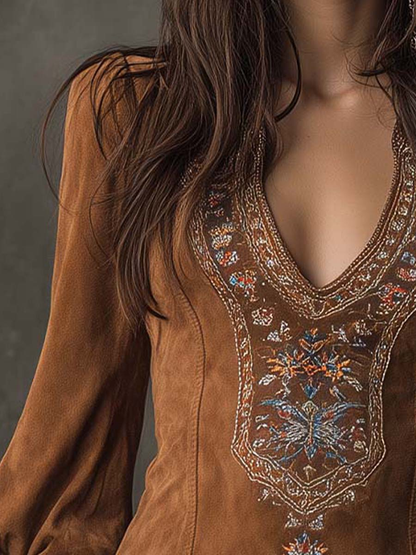 Jessica | Vestido de ante bordado