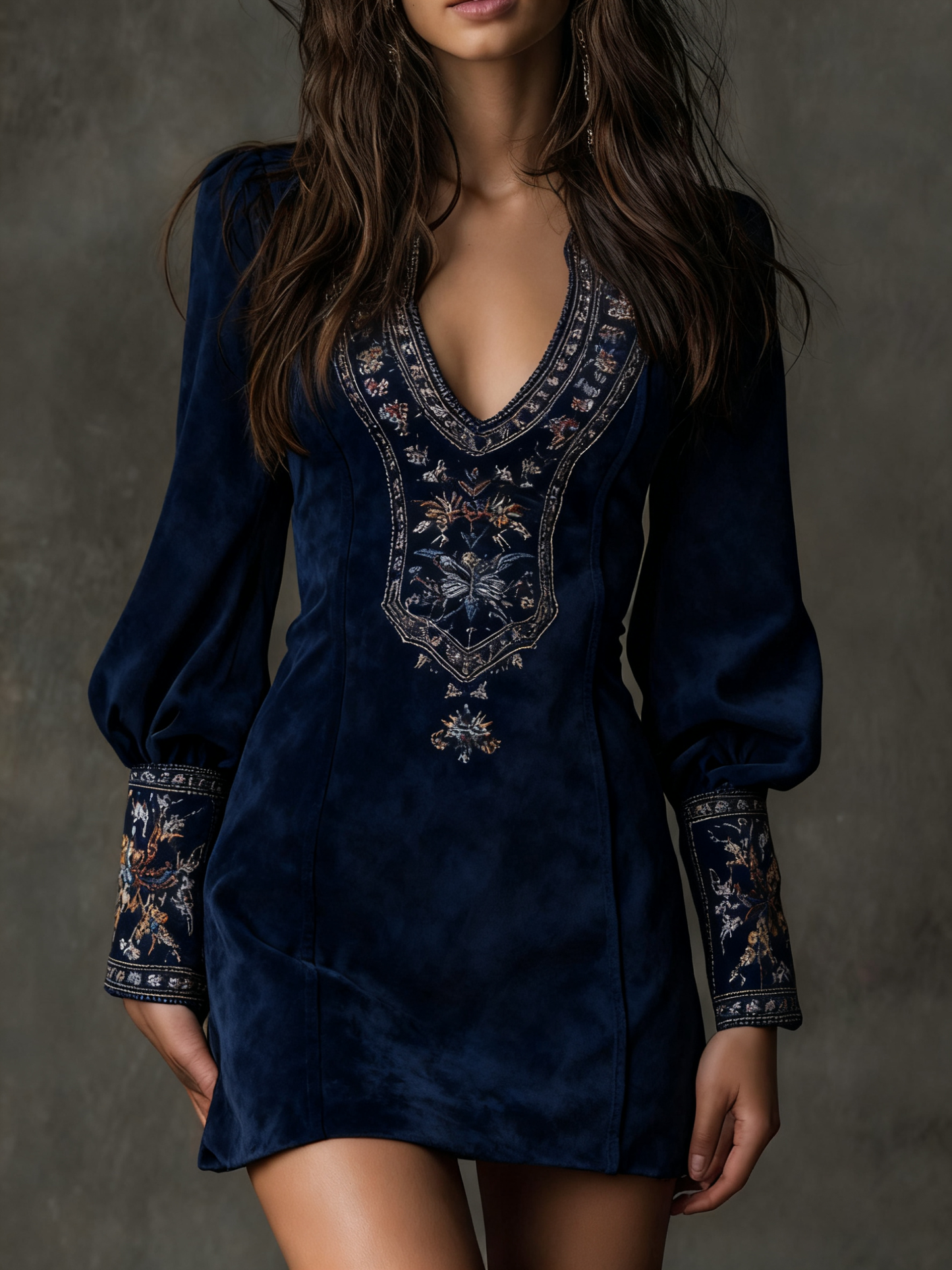 Jessica | Vestido de ante bordado