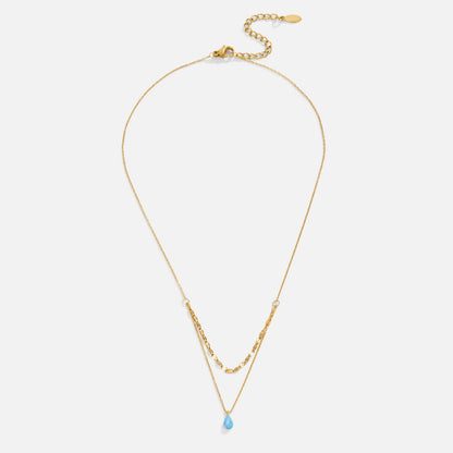 Collar en capas con una gota de ópalo azul