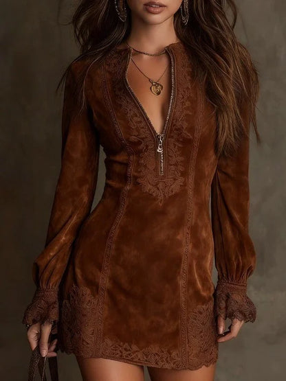 Julia | Vestido de ante con encaje