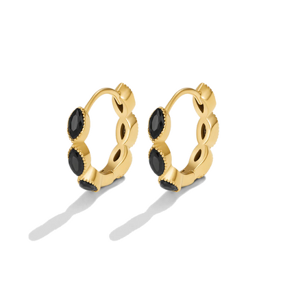 Mini pendientes de aro de ónix