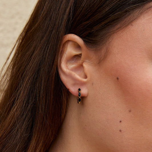 Mini pendientes de aro de ónix