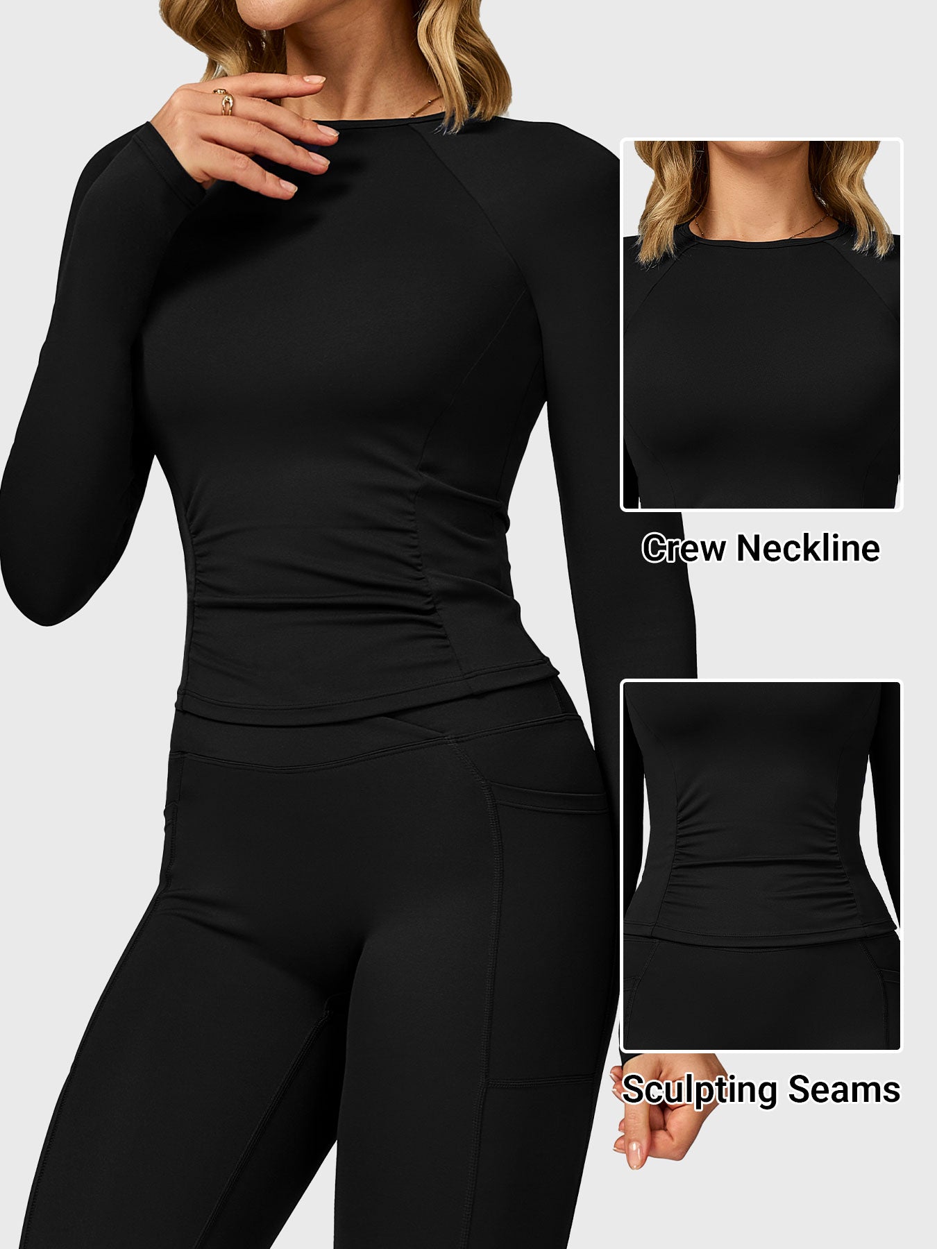 Victoria Fitness | Top esculpido manga larga