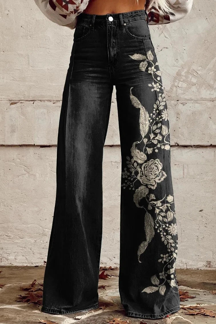 Pantalones Tiro Ancho Estampado