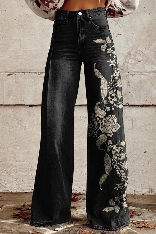 Pantalones Tiro Ancho Estampado