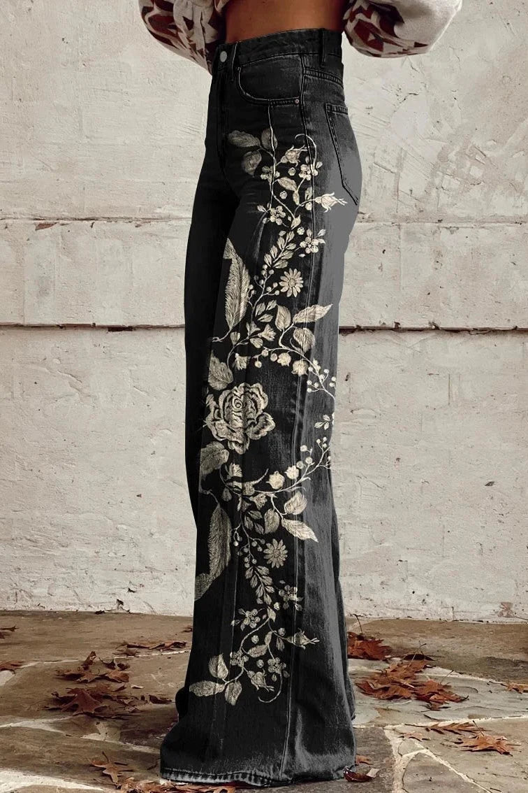 Pantalones Tiro Ancho Estampado